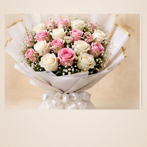 Korean Pink & White Rose Bouquet