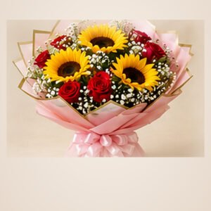 Sunflower & Red Rose Bouquet